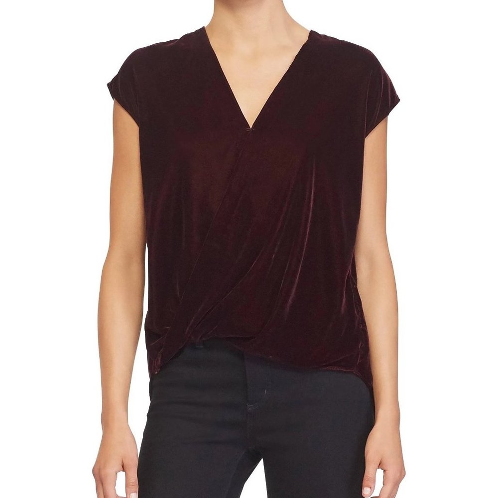 RALPH LAUREN VELVET MAROON SURPLICE TOP SIZE M